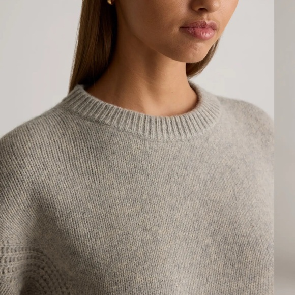 Quince 100% Yak Wool Pointelle Detail Relaxed Crew - Picture 2 of 7